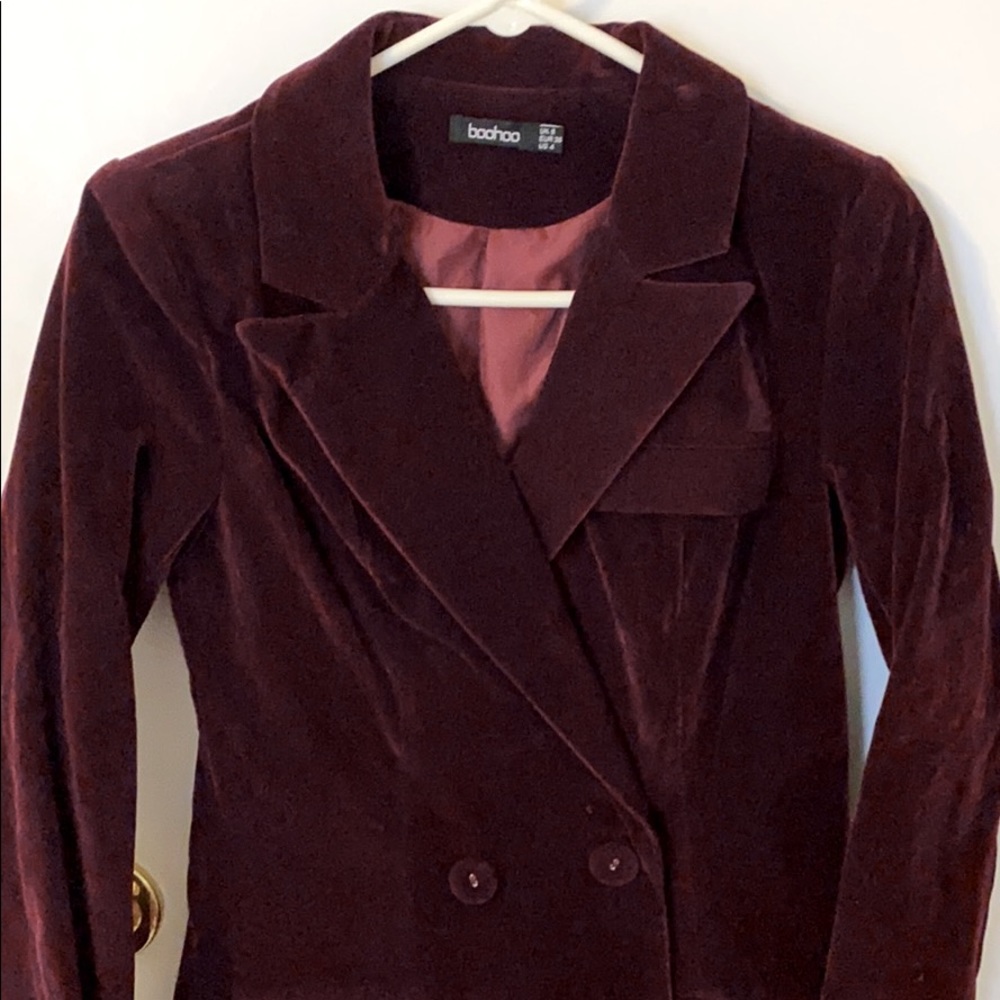 Boohoo velvet blazer dress jacket 4 small medium